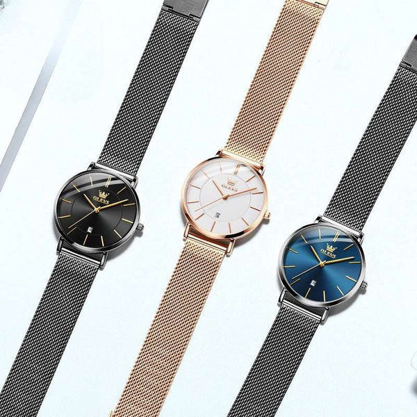 Valentine's Day thin men's and women's couple quartz watches with Milanese steel straps and minimalist design