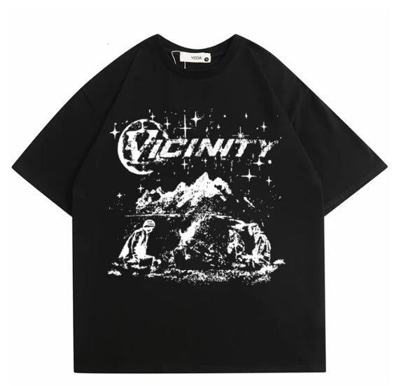 Hip Hop Print T-shirt Men's Fashion Retro