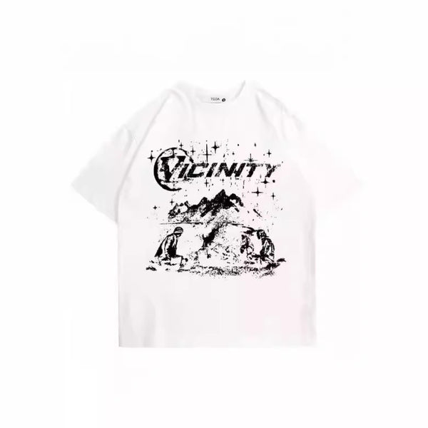 Hip Hop Print T-shirt Men's Fashion Retro