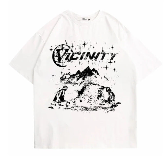Hip Hop Print T-shirt Men's Fashion Retro