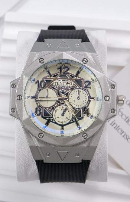 Men's Leather Strap Sports Pointer Quartz Watch