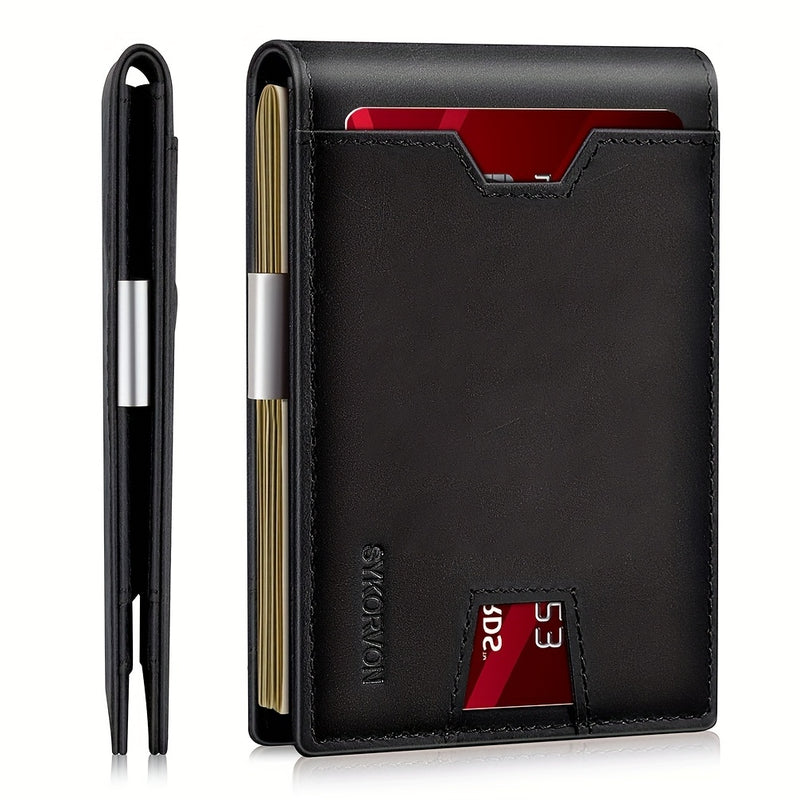 Genuine Leather Bifold Wallet Men, RFID Shielding Wallet Front Pocket Wallet, Suitable For Son And Daughter To Send Daddy's Wallet
